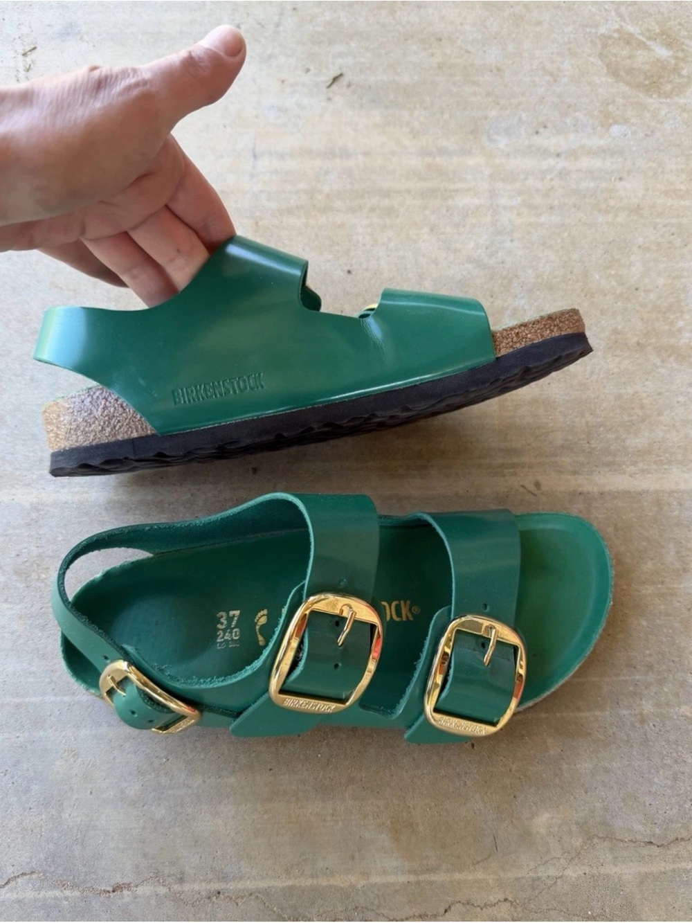 Birkenstock 37 100% Leather Green Exellent - Picture 3 of 5